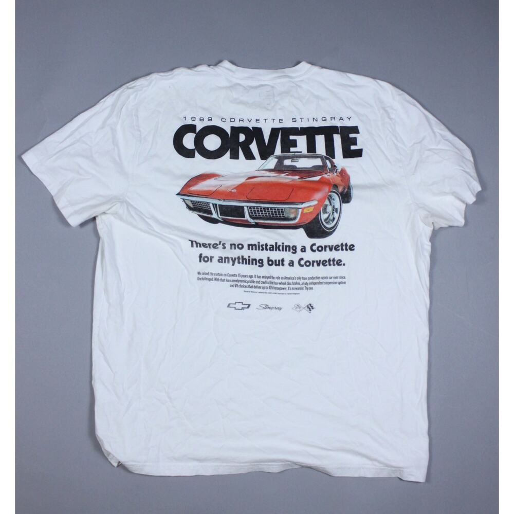 Hollister Corvette Flags White GM Chevrolet Racing Graphic Tee Men's Size XL